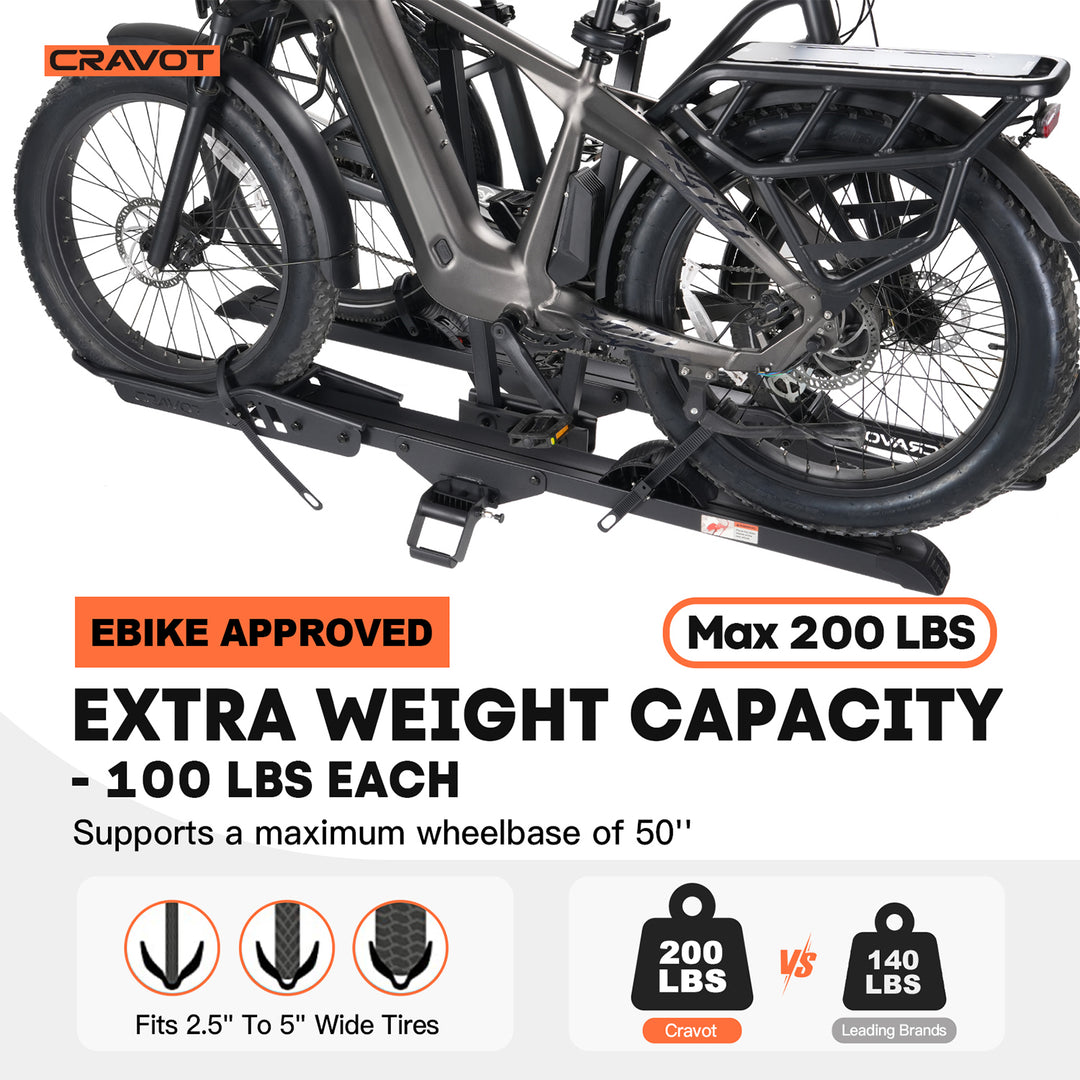 CyberRack E2 PLUS Hitch Bike Rack | 2’’ Receiver, 200 LBS Capacity ...